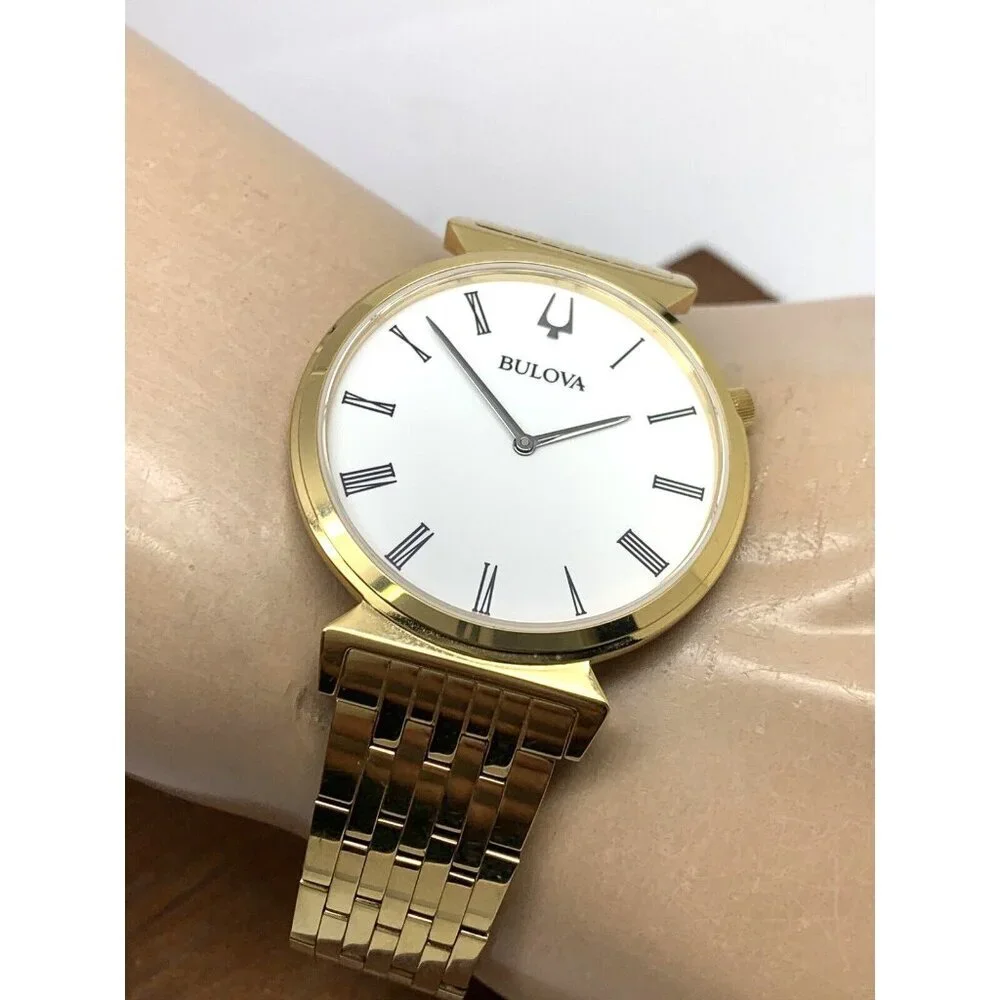 Bulova Men's Watch 97A153 Regatta Quartz White Dial Gold Stainless Steel 38mm